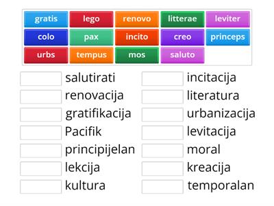 Pax Romana - spoji latinske riječi s latinizmima te pronađi njihova značenja na internetu 
