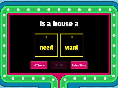  Needs or Wants Gameshow