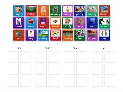  long e word sort (ea, ee, ey, y)