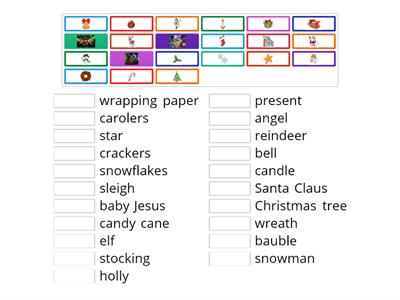 Christmas vocabulary match