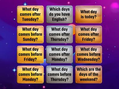 About the days of the week...