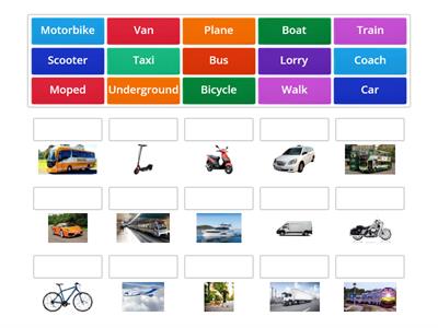 Transport and Travel vocab matching
