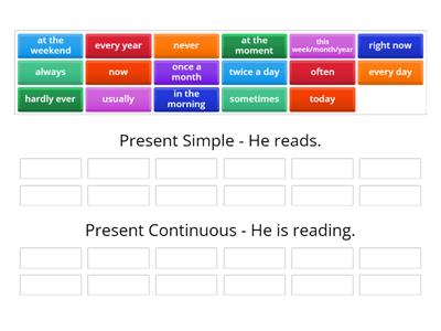 Present Simple vs. Present Continuous (time markers)