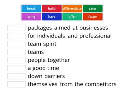 Market Leader Upper Unit 8 Recipes for team building VERBS + NOUNS