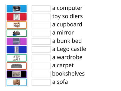 Children`s Rooms Vocabulary Dip in 3