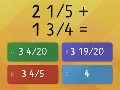 Addition and subtraction of mixed numbers