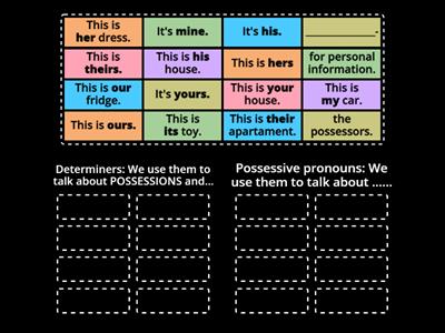 Possessive pronouns Vs determiners.