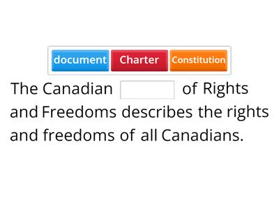 Canadian Charter of Rights and Freedoms Fill-in