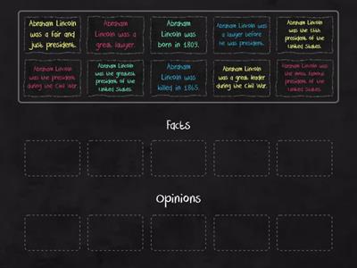 Abraham Lincoln Fact vs. Opinion Sort