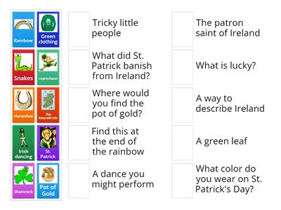 Match the St. Patrick's Day picture to the word