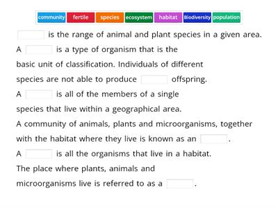 Key Area 1: Ecosystems Terms and Definitions