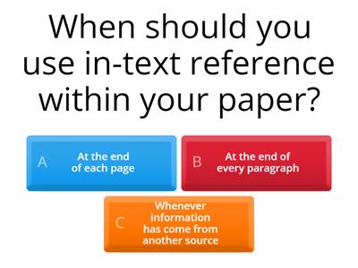 APA In-text Reference and Direct Quotation Practice Quiz