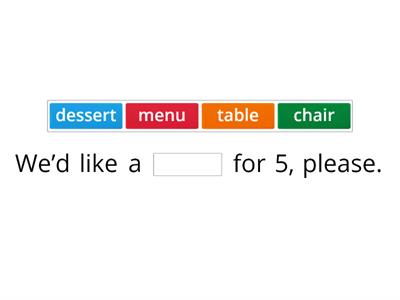  ORDERING FOOD  AT A RESTAURANT