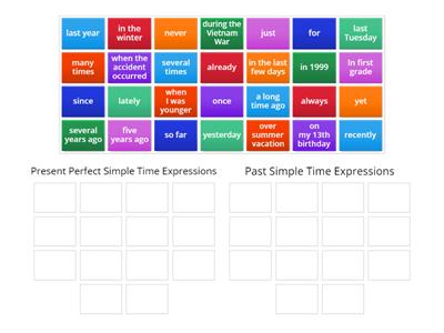 Present Perfect Simple vs. Past Simple Time Expressions