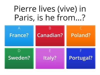 Frases: Países e nacionalidades com algumas cidades (em inglês)