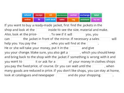 SHOPPING vocabulary