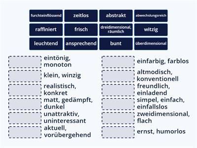 B2/C1 - Adjektive und ihre Gegensätze 