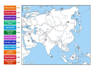 Asie orientace na mapě 