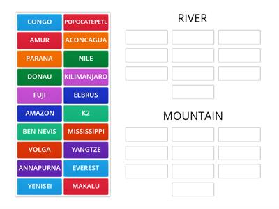 CLIL - GEOGRAPHY - RIVERS VS MOUNTAINS