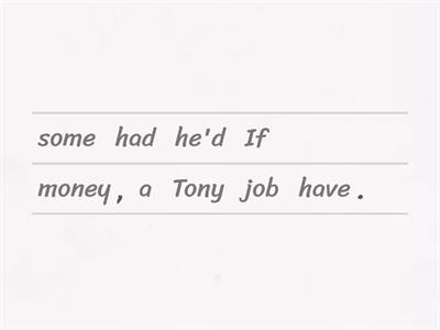 Make sentences about Tony