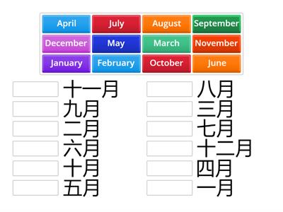 Months in Chinese (characters)