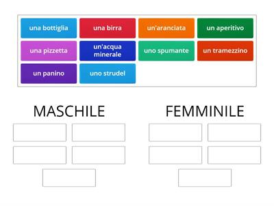 Articoli indeterminativi- Sorting masculine and feminine 