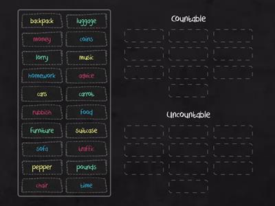 Countable and uncountable nouns 6th grade