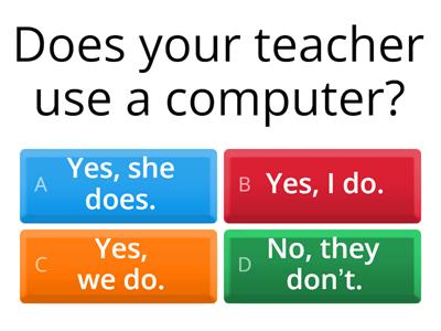 I1.1 School life. Present Simple: Yes/No questions ex2 Quiz