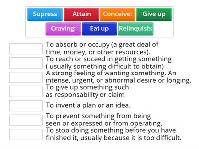 B2.2 level “conceive, give up, suppress, eat up, relinquish, attain, craving” 