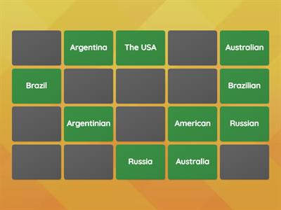 Countries and nationalities.