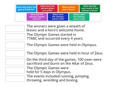 Ancient Greek Olympic games - match up