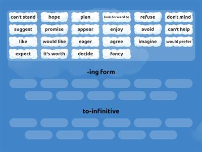  -ing form/  to-infinitive