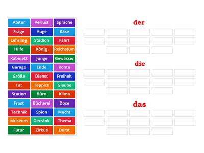 Grammatisches Geschlecht der Substantive nach der Wortbildung