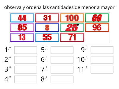 ordenar de menor a mayor