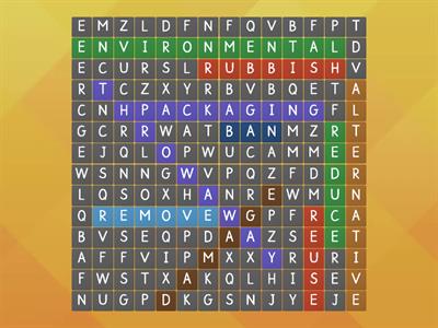 Plastic pollution wordsearch