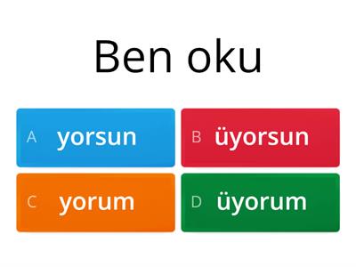 Quiz  Şimdiki zaman geliyorum ve alıyorum