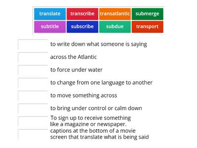 Sub and Trans Words