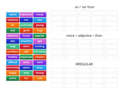 comparative adjectives group sort