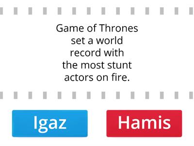 youtube Game of Thrones stunt quiz