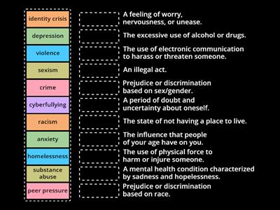 Social problems, problems faced by young people 