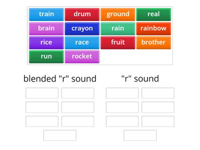 classify blended "r" sound vs "r" sound