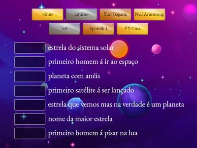 quiz do universo: combine a palavra chave e sua definição