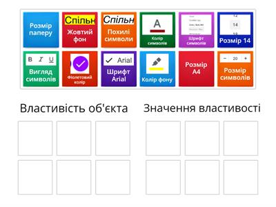 Властивості об'єктів текстового документу