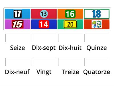 Les nombres de 13 a 20