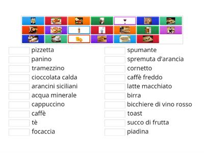 Bevande e snacks in italiano