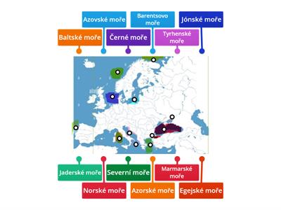 Evropská moře - gymnázium 3 ročník slepá mapa zeměpis