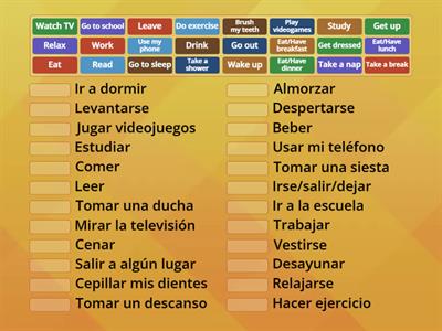 Daily routine: Match the verbs