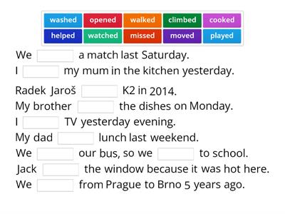 Project4 Unit1: Past simple (fill in) - regular verbs