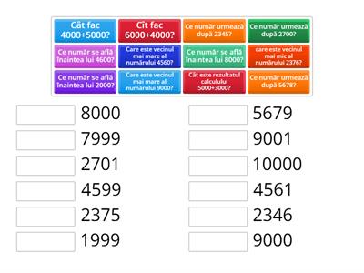 Exerciții cu numerele de la 0-10 000