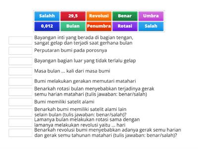 Pre-Test Materi "Bumi dan Satelitnya" 